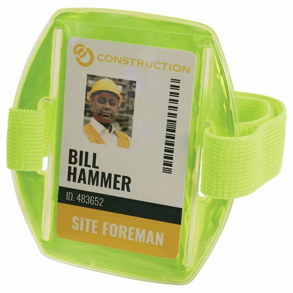 ergodyne Squids 3386 Arm Band ID/Badge Holder, Vertical, Lime, 3.75 x 4.25 Holder, 2.5 x 4 Insert, 10/Pack