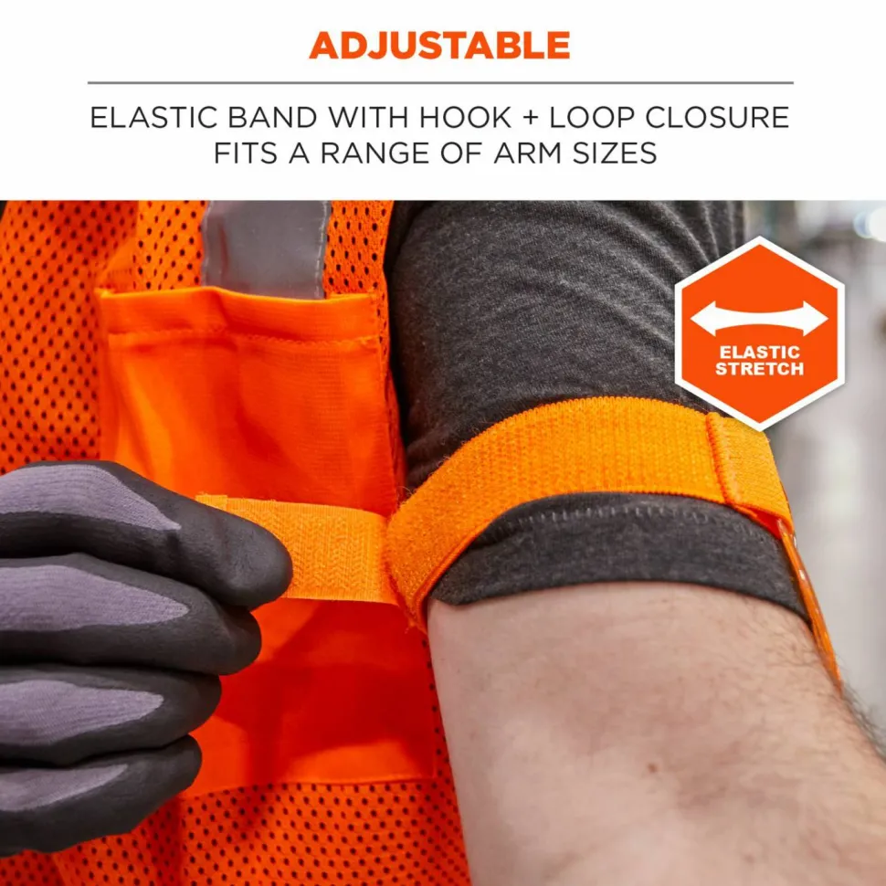 ergodyne Squids 3386 Arm Band ID/Badge Holder, Vertical, Hi-Vis Orange, 3.75 x 4.25 Holder, 2.5 x 4 Insert, 10/Pack