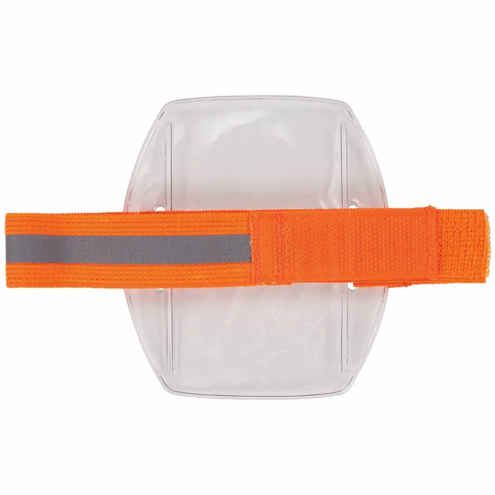 ergodyne Squids 3386 Arm Band ID/Badge Holder, Vertical, Hi-Vis Orange, 3.75 x 4.25 Holder, 2.5 x 4 Insert, 10/Pack