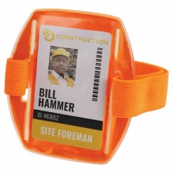 ergodyne Squids 3386 Arm Band ID/Badge Holder, Vertical, Orange, 3.75 x 4.25 Holder, 2.5 x 4 Insert, 10/Pack
