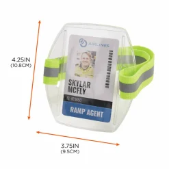 ergodyne Squids 3386 Arm Band ID/Badge Holder, Vertical, Hi-Vis Lime, 3.75 x 4.25 Holder, 2.5 x 4 Insert, 10/Pack