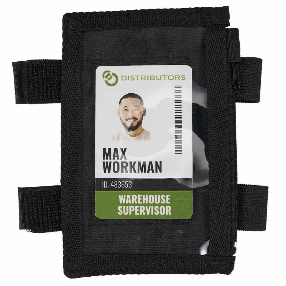 ergodyne Squids 3387 Dual Band Arm ID/Badge Holder with Zipper, Vertical, Black, 3.75 x 5.75 for 2.75 x 4.75 Insert