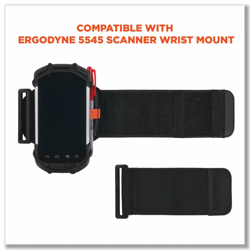 ergodyne Squids 5546 Scanner Wrist Mount Extender Strap, 4 x 5 x 0.5, Elastic, Black