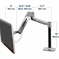 Ergotron Mounting Arm for Flat Panel Display - Polished Aluminum - Adjustable - 46