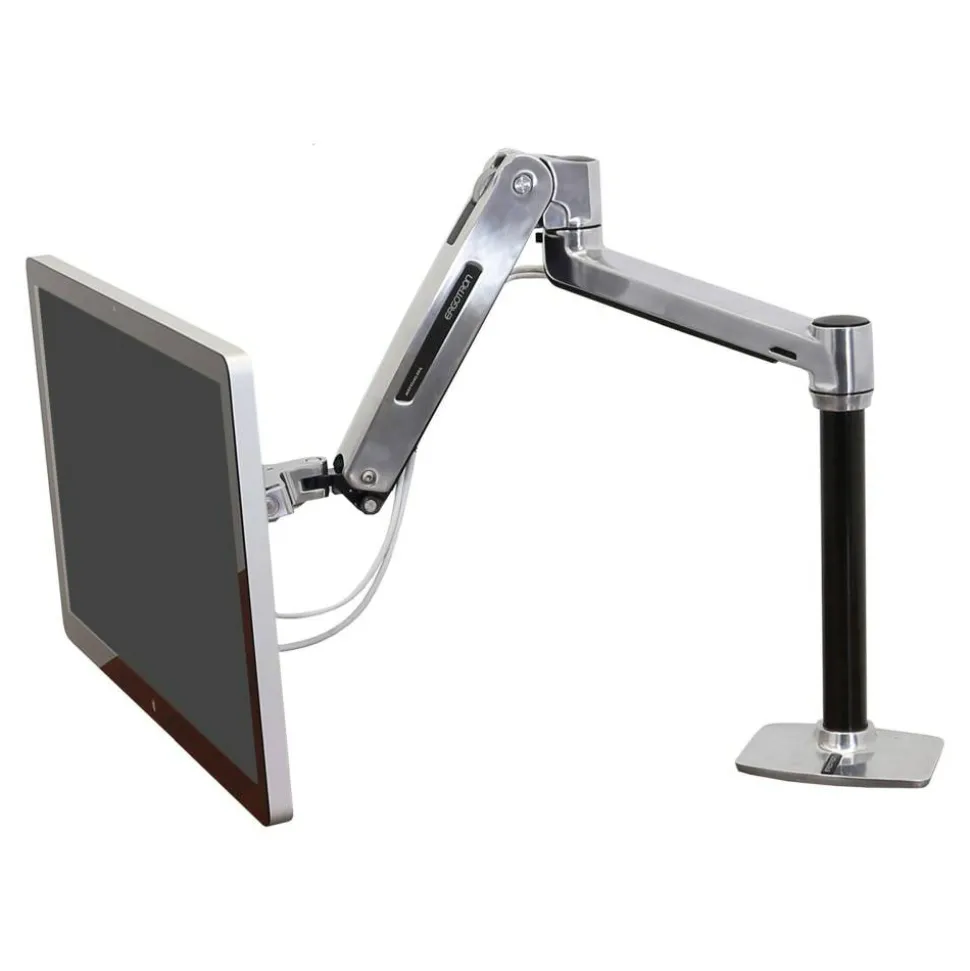 Ergotron Mounting Arm for Flat Panel Display - Polished Aluminum - Adjustable - 46" Screen Support - 30 lb Load Capacity - 45384026