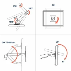 Ergotron Mounting Arm for Flat Panel Display - Polished Aluminum - Adjustable - 46