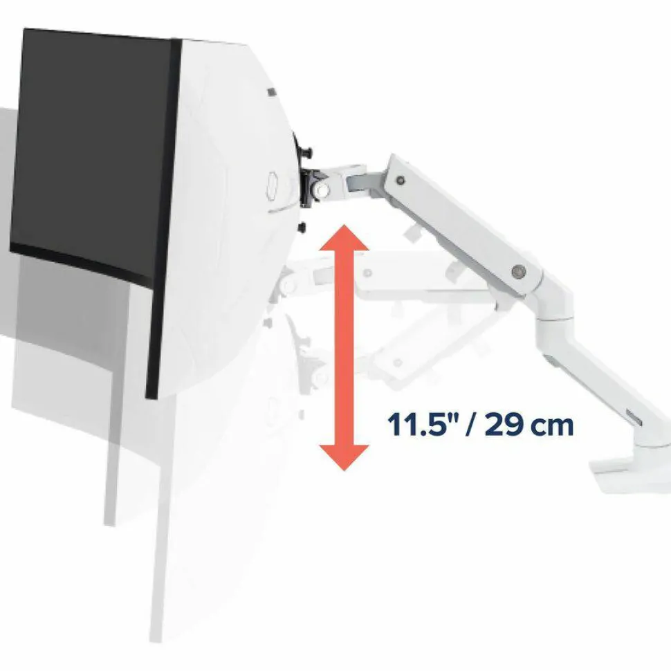 Ergotron Mounting Arm for Monitor, Curved Screen Display - White - Landscape/Portrait