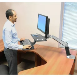 Ergotron WorkFit-A Desk Mount for Monitor, Keyboard, LCD Display, Tablet, Smartphone, Computer - Polished Aluminum