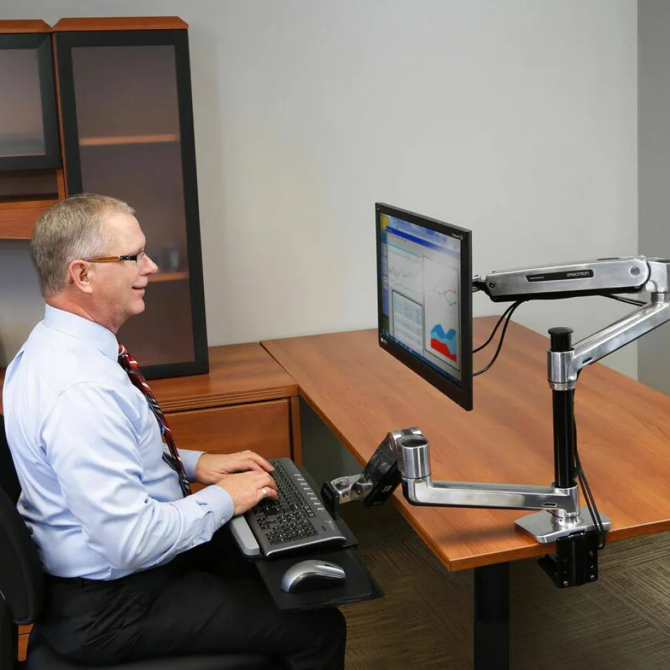 Ergotron WorkFit-LX Mounting Arm for Monitor, Display Screen, Keyboard - Polished Aluminum