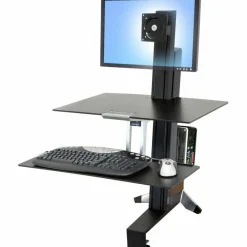 Ergotron WorkFit-S Desk Mount for Monitor, Display, Keyboard, Mouse - Black - Landscape/Portrait