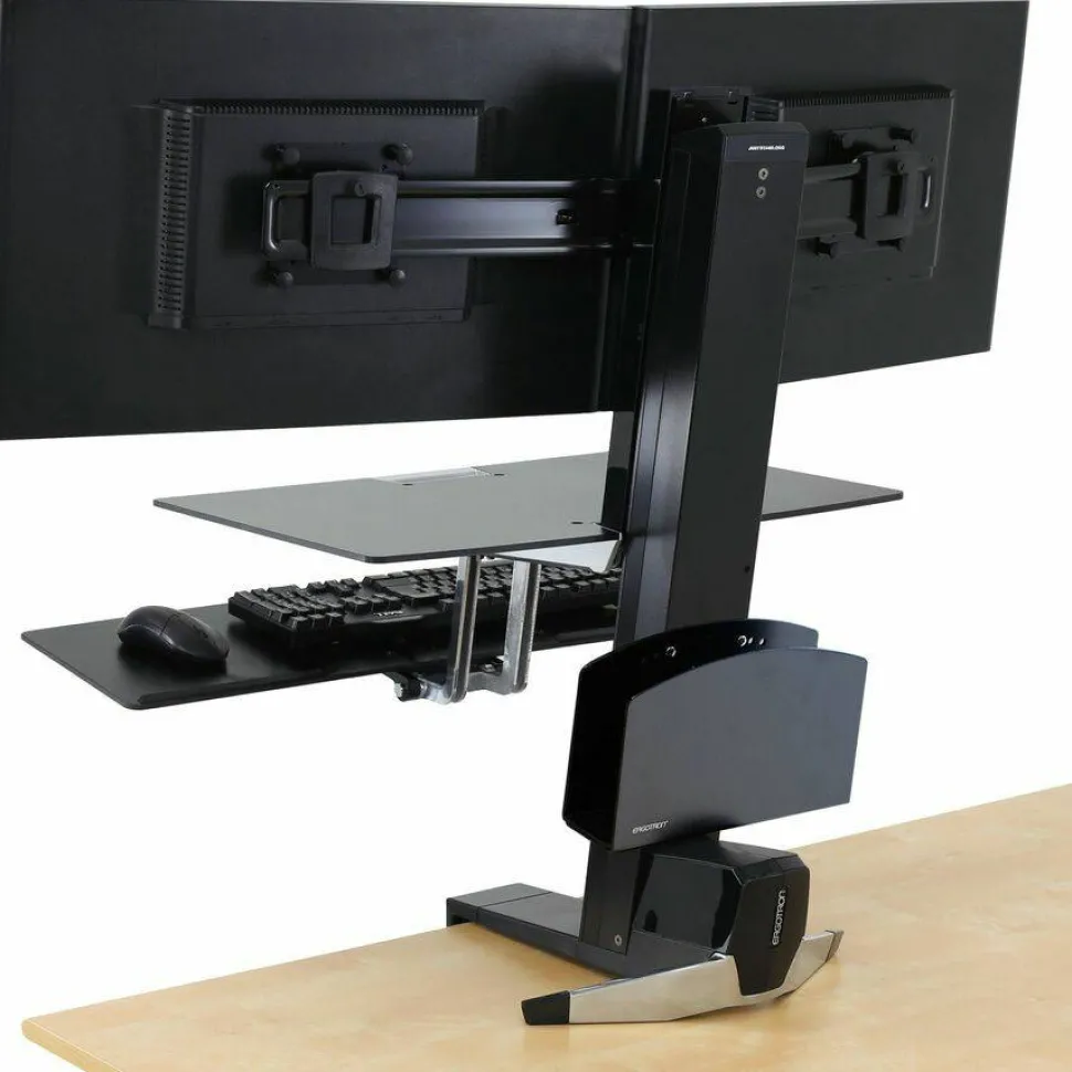 Ergotron WorkFit-S Desk Mount for Monitor, LCD Display, Computer - Black