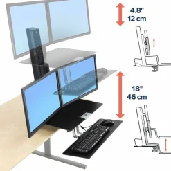 Ergotron WorkFit-S Desk Mount for Monitor, LCD Display, Computer - Black