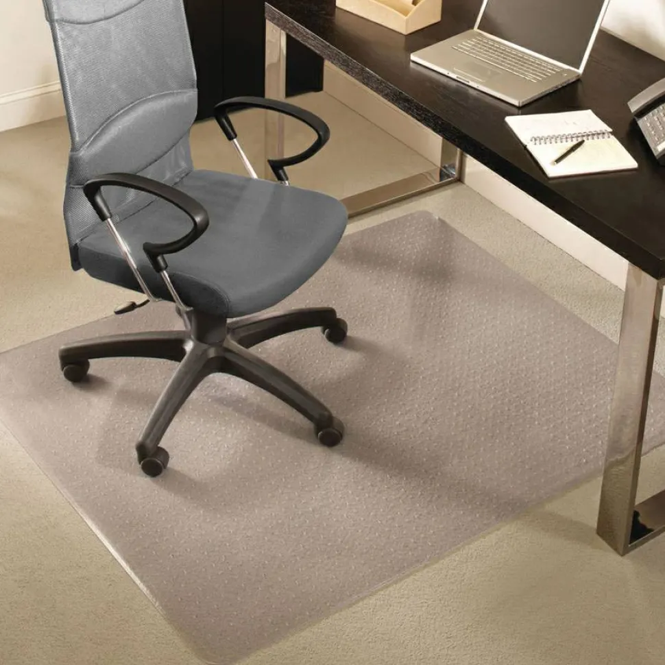 ES Robbins EverLife All Day Support Chair Mat for Medium Pile Carpeted Floors, Rectangular, Crystal Edges, 46" x 60", Clear