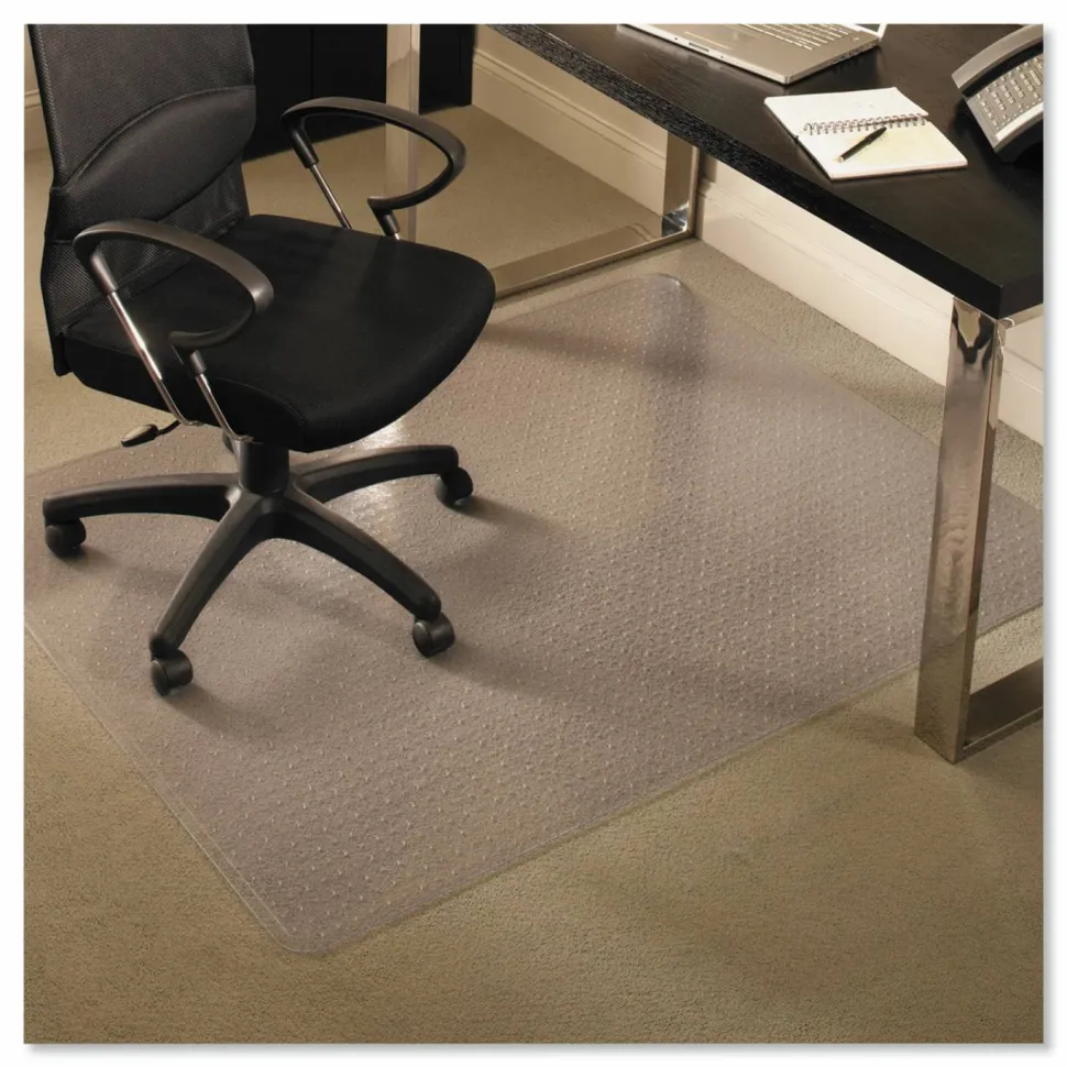 ES Robbins EverLife All Day Support Chair Mat for Medium Pile Carpeted Floors, Rectangular, Crystal Edges, 46" x 60", Clear