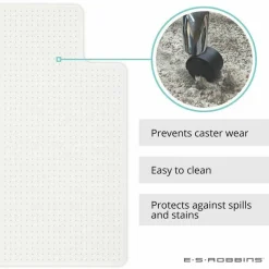 ES Robbins EverLife Moderate Use Chair Mat for Low Pile Carpeted Floors, Rectangular with Lip, Crystal Edges, 45
