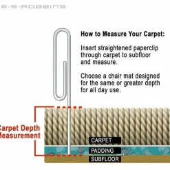 ES Robbins EverLife Moderate Use Chair Mat for Low Pile Carpeted Floors, Rectangular with Lip, Crystal Edges, 45
