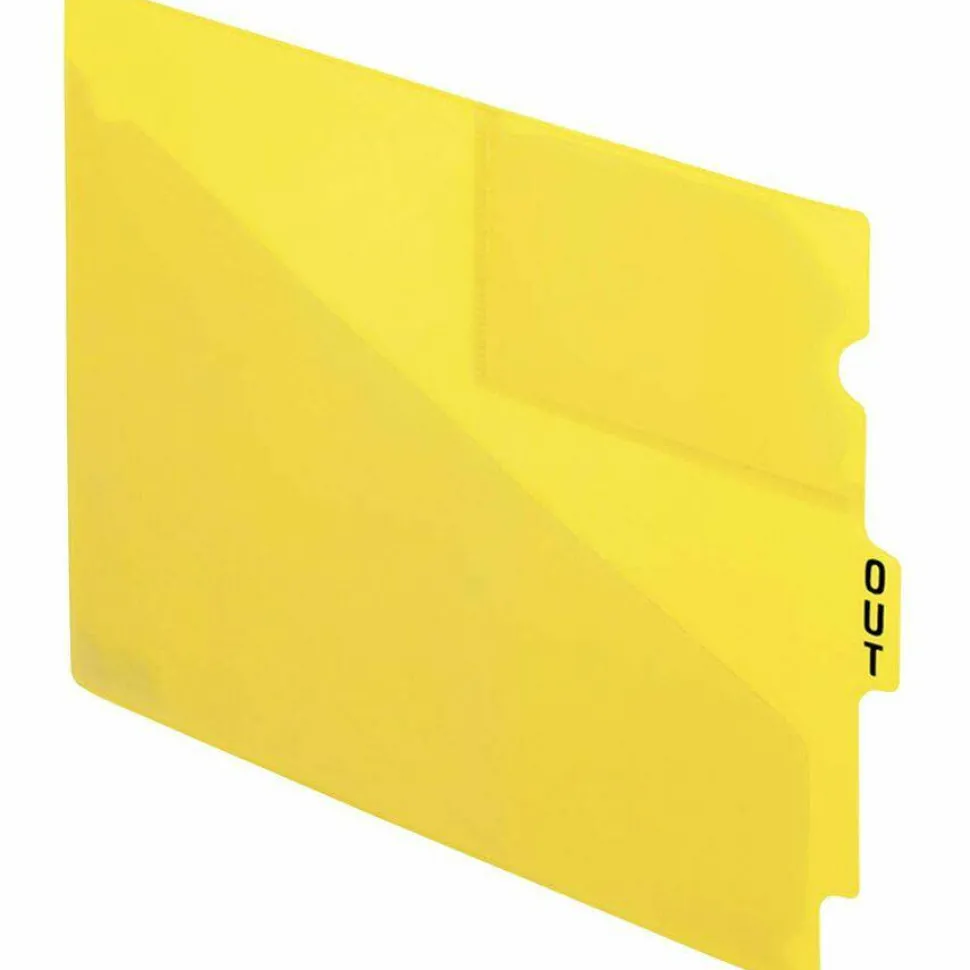 Esselte Recycled Colored Vinyl Out Guides - 1 Printed Tab(s) - Message - OUT - 12.8" Dividerx 9.50" Divider - Yellow Vinyl Divider - 50 / Box