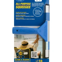 Ettore All-purpose Squeegee, Rubber Blade, Plastic Handle, 6.5"H x 10"W x 1.5"L, Lightweight, Streak-free, Blue, 1Each