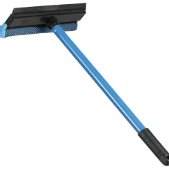 Ettore Auto Squeegee Scrubber - 8" Rubber Blade - 16" Aluminum Handle - Durable, Streak-free, Lightweight - Blue - 12 / Carton