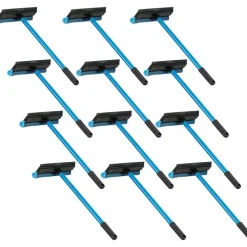Ettore Auto Squeegee Scrubber - 8" Rubber Blade - 16" Aluminum Handle - Durable, Streak-free, Lightweight - Blue - 12 / Carton