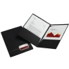 Executive 2-Pocket Linen Folder, Black With Gold Trim, Pack Of 4