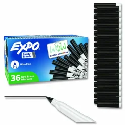 EXPO Low-Odor Dry Erase Marker Office Value Pack, Extra-Fine Bullet Tip, Black, 36/Pack