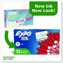 EXPO Low-Odor Dry-Erase Marker, Fine Bullet Tip, Red, Dozen