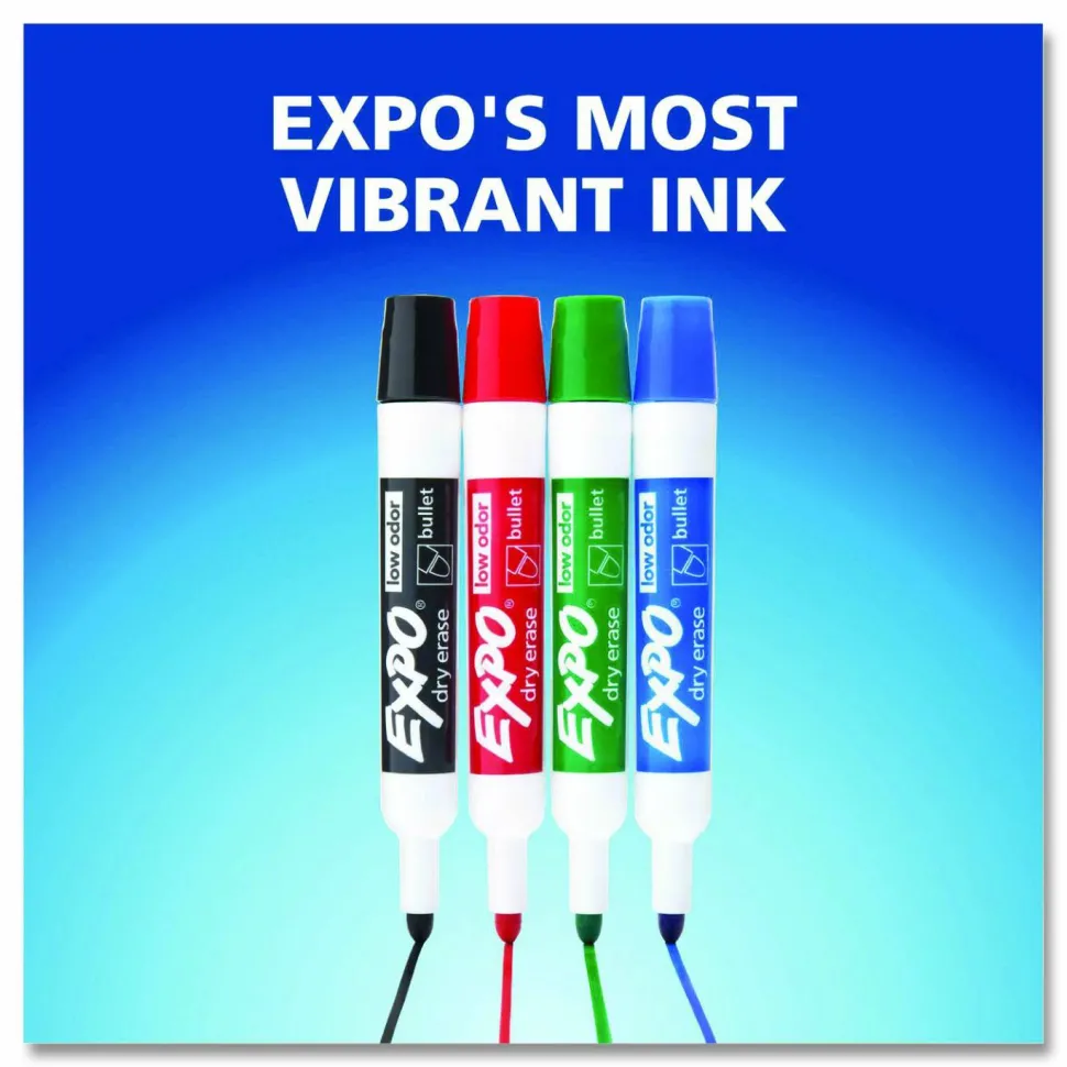 EXPO Low-Odor Dry-Erase Marker, Medium Bullet Tip, Blue, Dozen