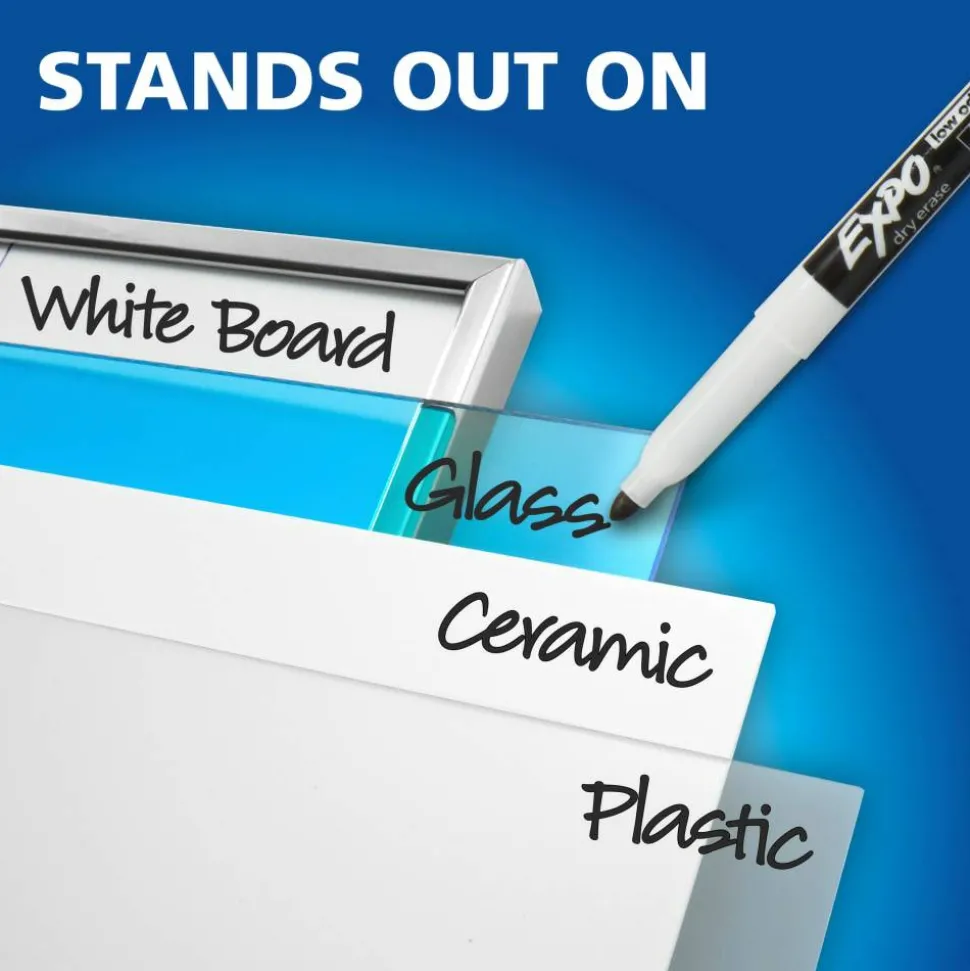 EXPO Low-Odor Dry-Erase Markers, Fine Point, Black, Pack Of 4