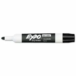 EXPO Low-Odor Dry-Erase Marker, Medium Bullet Tip, Black, Dozen