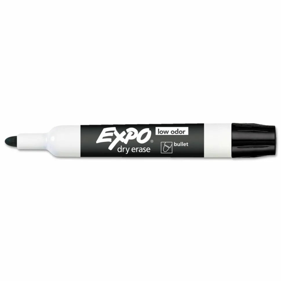 EXPO Low-Odor Dry-Erase Marker, Medium Bullet Tip, Black, Dozen