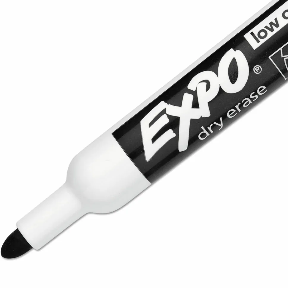 EXPO Low-Odor Dry-Erase Marker, Medium Bullet Tip, Black, Dozen