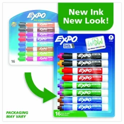 EXPO Low-Odor Dry-Erase Marker, Broad Chisel Tip, Assorted Colors, 16/Set
