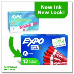 EXPO Low-Odor Dry-Erase Marker, Broad Chisel Tip, Red, Dozen