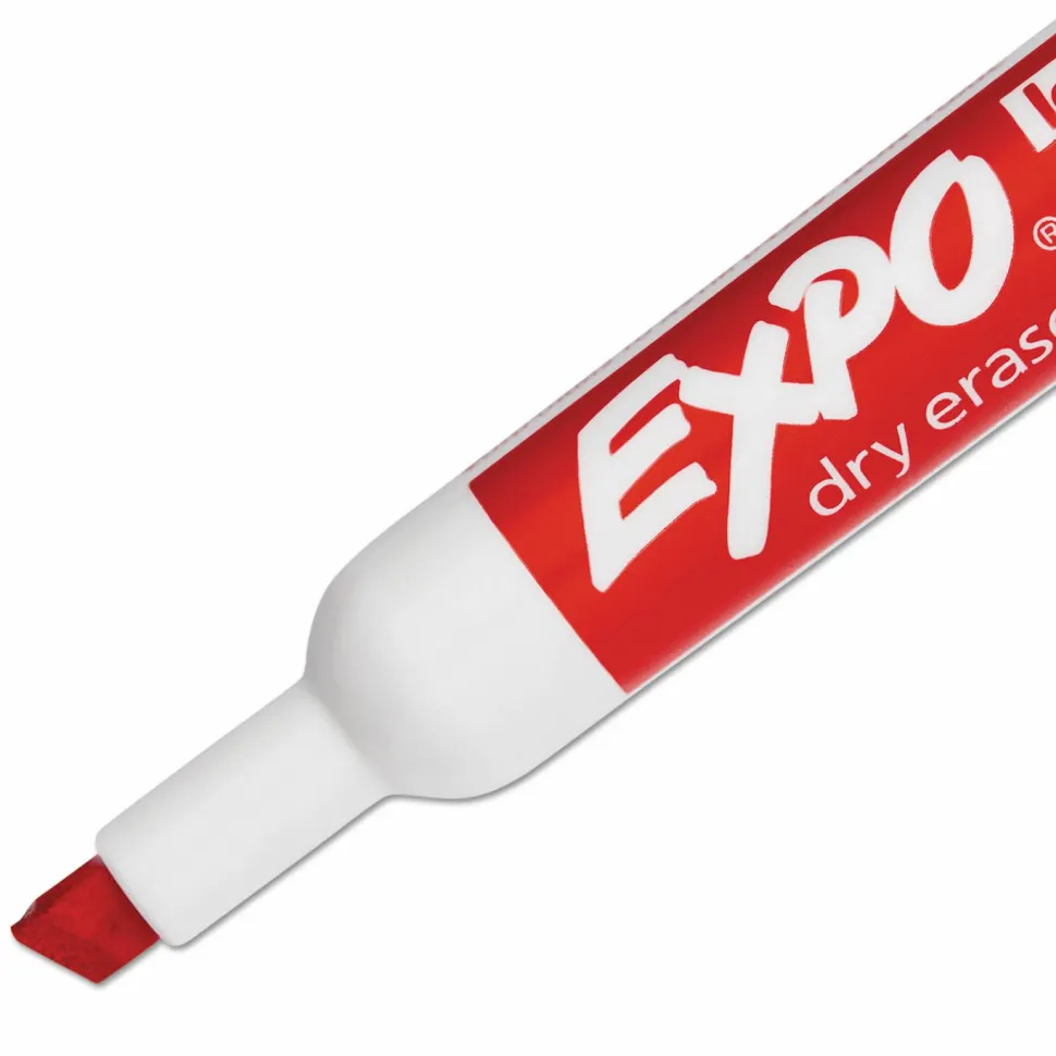 EXPO Low-Odor Dry-Erase Marker, Broad Chisel Tip, Red, Dozen