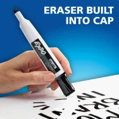 EXPO Magnetic Dry Erase Markers With Eraser, Chisel Tip, Assorted Ink Colors, Pack Of 4