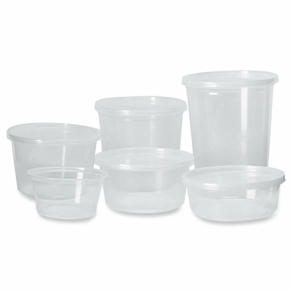 Fabri-Kal Microwavable Deli Containers, 12 oz, 4.6" Diameter x 2.3" h, Clear, Plastic, 500/Carton