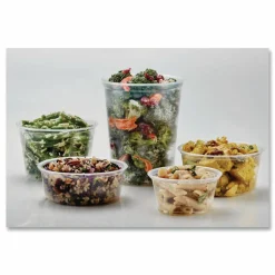 Fabri-Kal Microwavable Deli Containers, 32 oz, 4.6" Diameter x 5.6" h, Clear, Plastic, 500/Carton