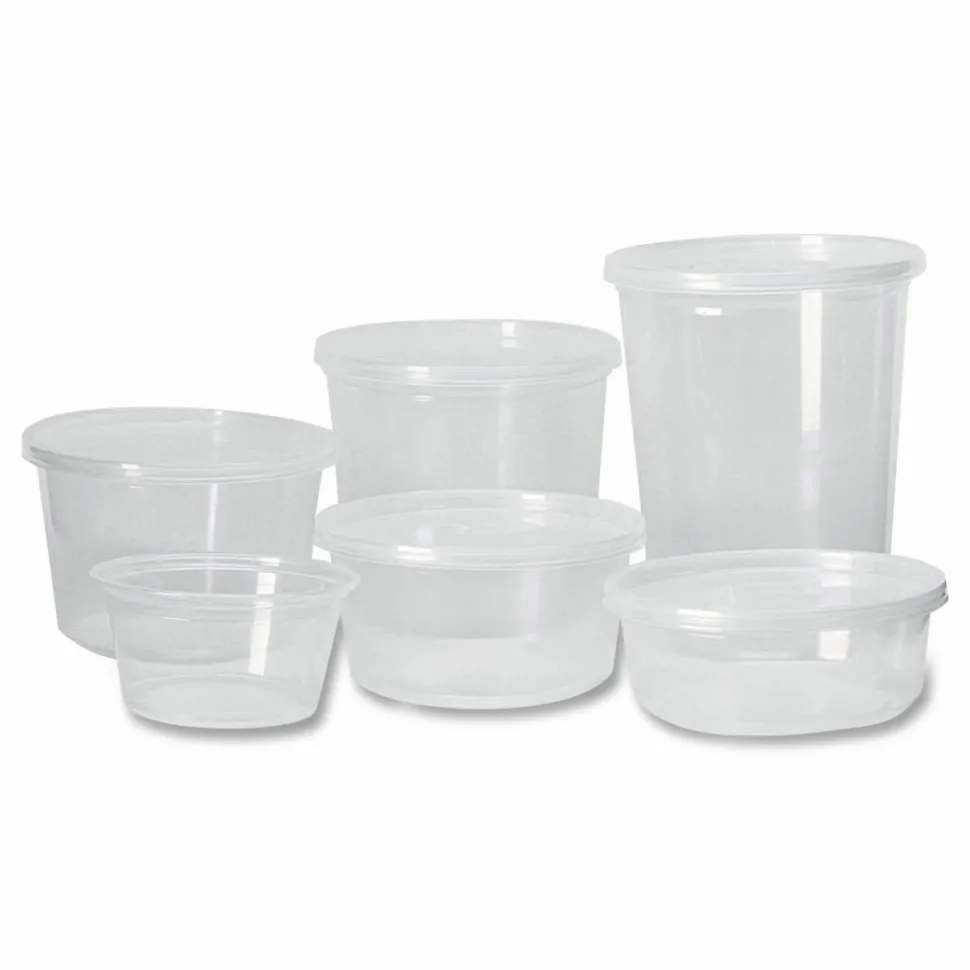 Fabri-Kal Microwavable Deli Containers, 32 oz, 4.6" Diameter x 5.6" h, Clear, Plastic, 500/Carton