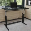 Fairway Height Adjustable (27.25-35.75"H) Sit to Stand Home Office Desk - Black