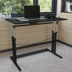 Fairway Height Adjustable (27.25-35.75"H) Sit to Stand Home Office Desk - Black