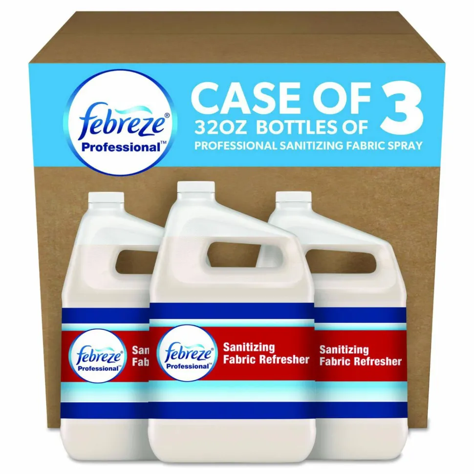 Febreze Professional Sanitizing Fabric Refresher, Light, 1 gal Bottle, Ready to Use, 3/Carton
