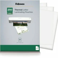 Fellowes Thermal Laminating Pouches, Letter Size, 3 Mil, 9" x 11-1/2", Ultra-Clear, Pack of 250 Pouches