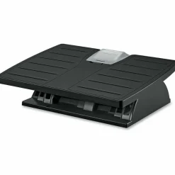 Fellowes Adjustable Locking Footrest with Microban, Black/Silver
