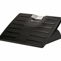 Fellowes Adjustable Locking Footrest with Microban, Black/Silver