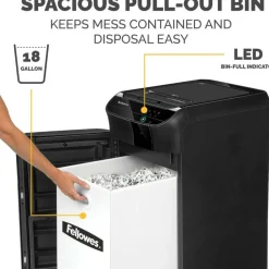 Fellowes AutoMax 350C Auto Feed Cross-Cut Shredder, 350 Auto/12 Manual Sheet Capacity