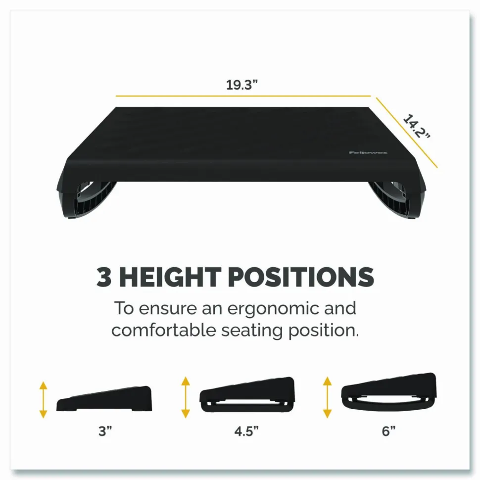 Fellowes Breyta Foot Rest, 19.3 x 14.2 x 3.9, Black