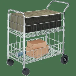 Fellowes Chrome Mail Cart, 150 Lb. Capacity