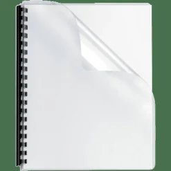 Fellowes Clear Presentation Binding Covers with Round Corners, Oversized 8 3/4" x 11 1/4", PVC 8mil, Pack Of 100
