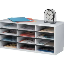 Fellowes 12-Compartment Desktop Organizer, 12 15/16" x 11 7/8", Dove Gray